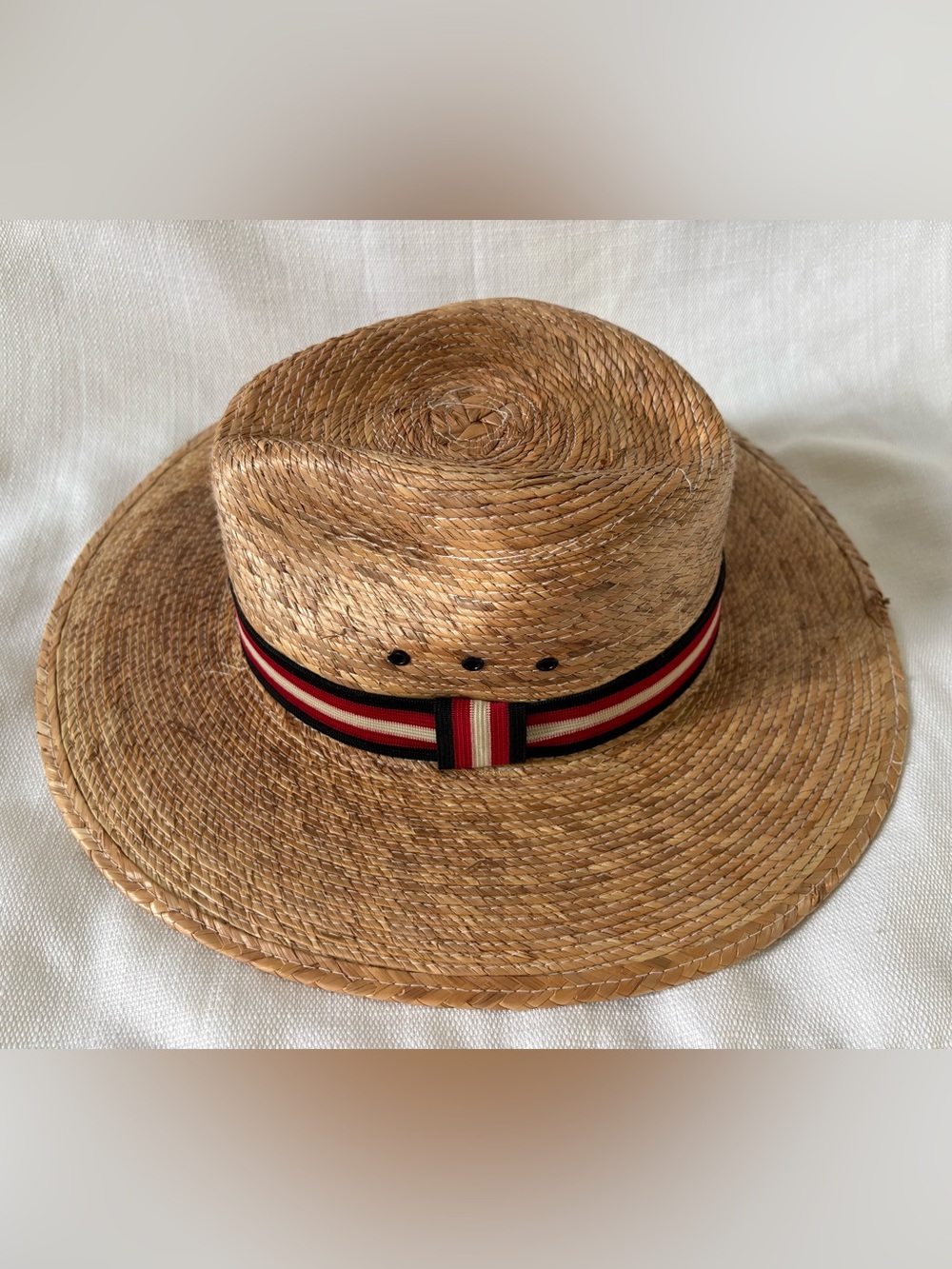 Authentic Straw Hat with Red & Black Band made in Mexico 58 size 7 1/4